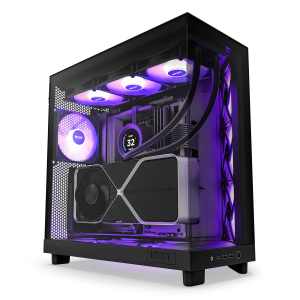 NZXT CHASSIS H6 FLOW RGB (2023) COMPACT DUAL-CHAMBER ATX CASE WITH RGB FANS - ALL BLACK -CC-H61FB-R1