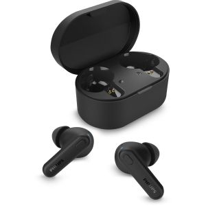 PHILIPS TAT1108BK/00 TRUE WIRELESS EARBUDS, IN-EAR ACTIVE NOISE CANCELLING BLUETOOTH V5.3 EARPHONES WITH MIC, 15H PLAY TIME, SHANK SHAPE, IPX4, TOUCH CONTROLS & CHARGING CASE FOR IPHONE/IPAD (BLACK)