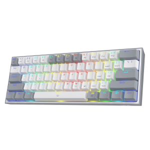 REDRAGON K617 FIZZ 60% WIRED RGB RED SWITCH GAMING KEYBOARD WHITE AND GREY