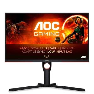 AOC 24.5 VA , FHD , 240 Hz, 0.5ms, 300 cd/m?, HDMI 2.0 x 2, DP 1.2 x 1, NTSC 101% / sRGB 120% with Hight Adjustable Stand / AMD FreeSync Premium.