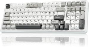 AULA F99 BLUE WHITE GRAYWOOD SWITCH MECHANICAL GAMING KEYBOARD