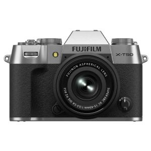 FUJIFILM X-T50 40 MP APS-C X-TRANS SENSOR|RETRO STYLE MIRRORLESS CAMERA|4K/6.2K VLOGGING|HIGH SPEED RECORDING FHD 240FPS|ADVANCE AF WITH 15-45MM OPTICAL ZOOM LENS F/3.5-5.6 - SILVER