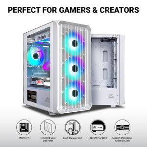 ANT ESPORTS 250 AIR ARGB (ATX) MID TOWER CABINET (WHITE)