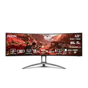 AOC AG493UCX2 48.8 Curved Gaming Monitor - Black | Dual-QHD 5120?1440 (32:9) |165Hz Refresh |1ms MPRT, FreeSync Premium | DisplayHDR400 | USB-C & KVM | UltraWide VA Panel
