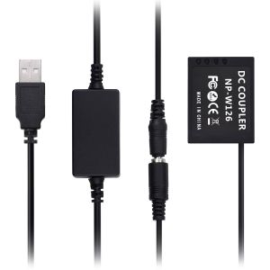 FUJIFILM CP-W126 USB POWER KIT DC COUPLER DUMMY BATTERY REPLACE OF NP-W126 BATTERY WITH USB DC CONVERTER POWER CABLE SINGLE USB INPUT COMPATIBLE WITH X-T2 X-T3 X-T10 X-T20 X-T100 XH1 X100F XA3'