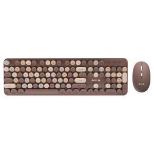 AULA AC306 WIRELESS KEYBOARD WITH RETRO KEYS ,MIX BROWN