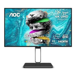 AOC 27 Nano IPS, 4K 3840 x 2160, 60 Hz, 400 cd/m?, 4 MS, Daisy Chain, HDMI 2.0 x 1,DP 1.4 x 1, DP output 1.2 x 1, USB-C (DP Alt, 90W) DCI -P3 98% / sRGB 100% with Hight Adjustable Stand