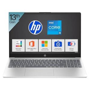 HP 15, 13th Gen Intel Core i5-1334U Laptop (12GB DDR4,512GB SSD) Anti-Glare,Micro-Edge,15.6''/39.6cm, FHD, Win11,M365,Office24, Silver,1.59kg, Iris Xe Graphics, FHD Camera w/Privacy Shutter, fd0575TU