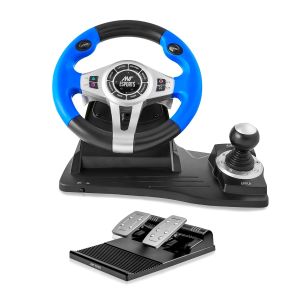 ANT ESPORTS GW185 RACING WHEEL 270 DEGREE UNIVERSAL USB POWERED CAR SIM GAME STEERING WHEEL WITH GEAR SHIFTER AND PEDALS