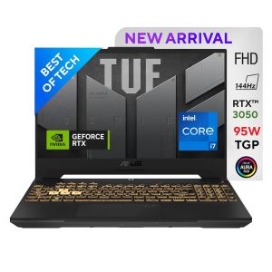 ASUS TUF GAMING F15 12TH GEN, INTEL CORE I7-12700H GAMING LAPTOP(NVIDIA RTX 3050-4GB/95W TGP/16GB RAM/512GB SSD/FHD/15.6 INCH/144HZ/RGB KB/90WHR/WINDOWS 11//JAEGER GRAY/2.20 KG) FX577ZC-HN193W