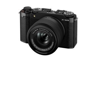 FUJIFILM X-M5 26.1MP APS-C X-TRANS CMOS 4 WITH 15-45 F/3.5-5.6 LENS|RETRO STYLE MIRRORLESS COMPACT TRAVEL CAMERA|6.2K VLOGGING|HIGH SPEED RECORDING FHD 240FPS|ADVANCE AF FOR STREET/LIFESTYLE - BLACK
