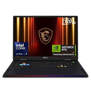 MSI Raider 18 Max HX A2WJ Intel Core Ultra 9 processor 290HX Plus, 64GB DDR5 Ram, 2TB SSD, 18 Inch, 16:10 UHD+ (3840x2400), MiniLED, IPS-Level panel, NVIDIA GeForce RTX 5090 Laptop GPU, GDDR7 24GB, Win 11 Home, 2 Yrs Warranty, Core Black