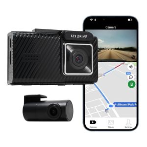 IZI Drive Plus+ 4K Dual Channel Dash Camera with GPS, 3inch HD Screen, 170 Wide Angle, Night Vision, G-Sensor, WiFi, ADAS, Emergency Recording, Made for Indian Roads, Optional Car Parking Monitor