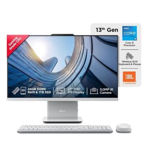 Lenovo IdeaCentre AIO Intel Core i5-13420H 27" FHD (24GB RAM/1TB SSD/Win11/Microsoft 365 Basic + Office Home 2024/3Wx2 Harman/Wireless EOS Keyboard & Mouse,Grey), F0HM00W6IN All-in-One Desktop