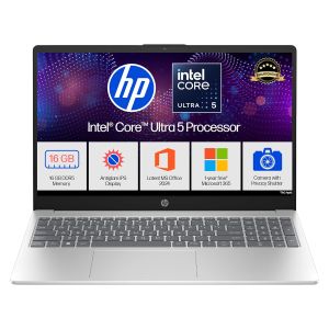 HP 15, INTEL ULTRA 5 125H (16GB DDR5, 1TB SSD) FHD, IPS, 15.6''/39.6CM, WIN11, M365 BASIC(1YR) OFFICE24, SILVER, 1.65KG, FD1255TU, INTEL ARC GRAPHICS, FHD CAMERA W/SHUTTER, AI POWERED LAPTOP