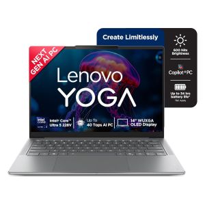 LENOVO YOGA SLIM 7 AURA EDITION INTEL CORE ULTRA 5 228V,COPILOT+ AI PC(32GB RAM/1TB SSD/14(35.5CM) WUXGA OLED AI NOW/40 TOPS/WINDOWS 11/OFFICE HOME 2024/1YR ADP/GREY/1.19KG), 83JX001LIN AI LAPTOP