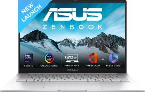 ASUS ZENBOOK 14 OLED (2025) WITH OFFICE 2024 + M365 BASIC*, AI PC INTEL CORE ULTRA 9 285H - (32 GB/1 TB SSD/WINDOWS 11 HOME) UX3405CA-PZ349WS THIN AND LIGHT LAPTOP (14 INCH, FOGGY SILVER, 1.28 KG, WITH MS OFFICE)